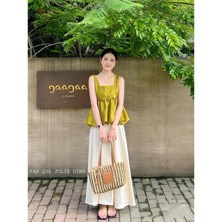 SÉT ÁO LỤA PEPLUM BỒNG + CHÂN VÁY MIDI LỤA DÁNG DÀI CÓ LÓT [ ẢNH THẬT XANH HƠN ẢNH MỘT CHÚT ] BẦU BÍ CÓ THỂ BON CHENNNN
