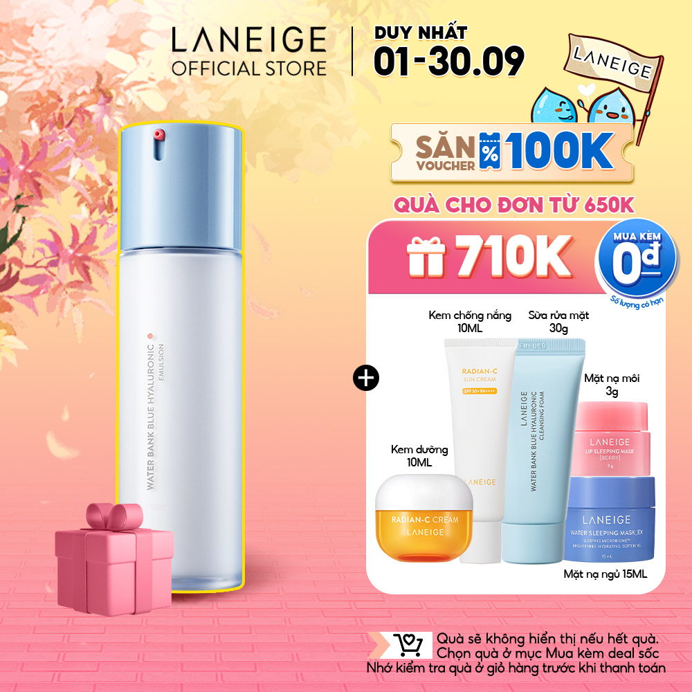 Sữa Dưỡng Ẩm Cho Da Thường Da Khô Laneige Water Bank Blue HA Emulsion 120ml
