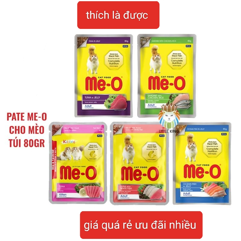 Pate me-o gói 80g - Thức ăn cho mèo dinh dưỡng, khoáng chất đủ vị cho cho các bé