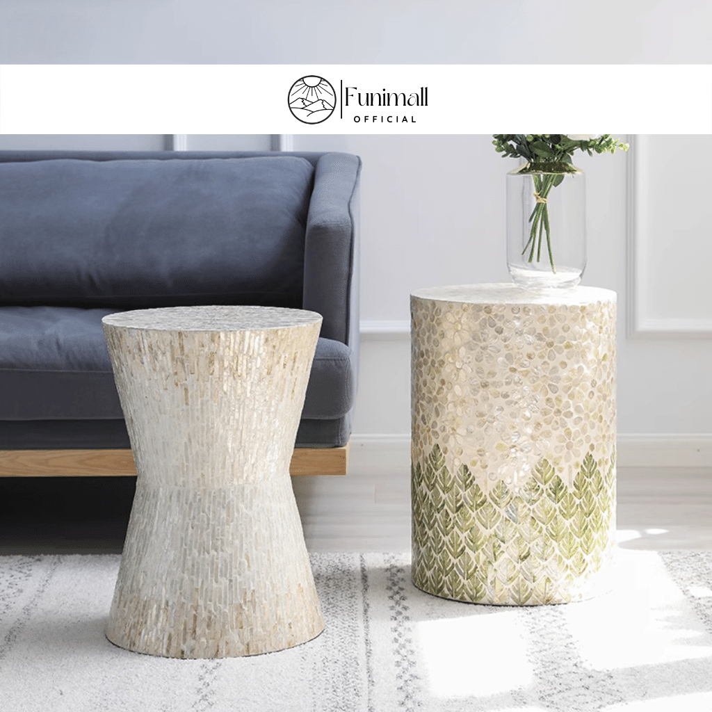 Ghế đôn khảm trai kê đồ trang trí phòng khách, khách sạn nhiều size