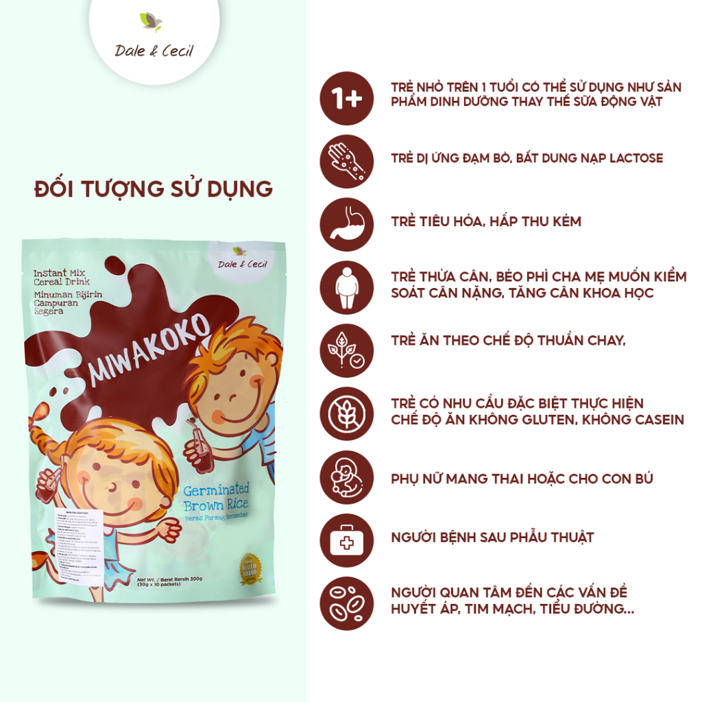 Sữa Công Thức Thực Vật Hữu Cơ Organic Vị Cacao Miwakoko Túi 300gr x 3 túi ( 900g ) - Miwako