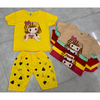 Bộ Thun Cotton Tay Ngắn Quần lửng Bé