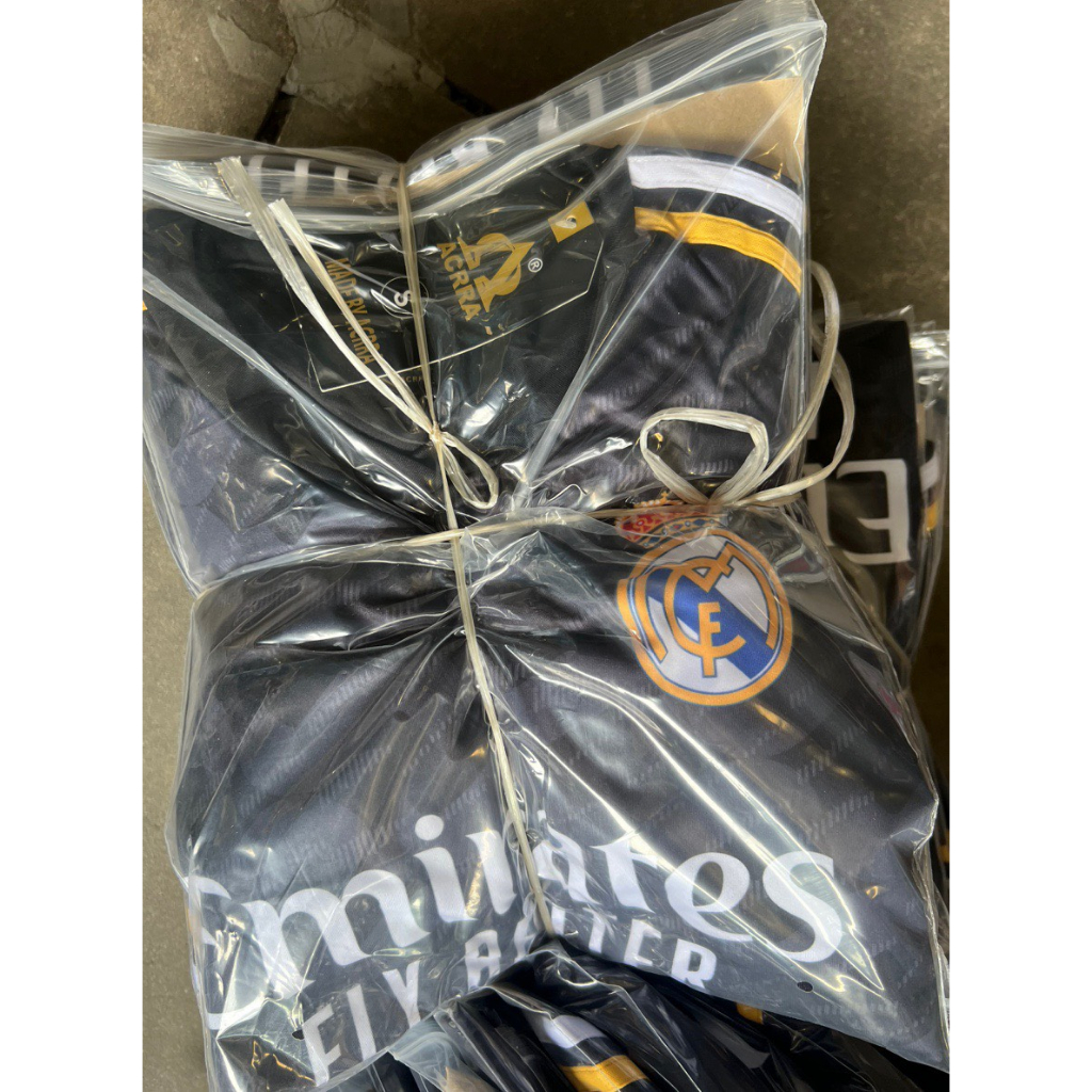 CLB Real Madrid - Xanh Đen Sóng 2023/2024, Bộ Đồ Thể Thao Vải Thun Thái, in sau áo theo yêu