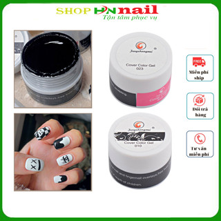 Gel vẽ đen trắng dẻo đặc siêu bền trang trí móng tay làm ddenpj nail shop hnnail