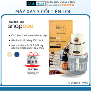Máy xay thịt thực phẩm đa năng Snapbee BL200 (Trắng) - 2 cối thủy tinh, công suất 200W, bảo hành 12 tháng | QA Mart
