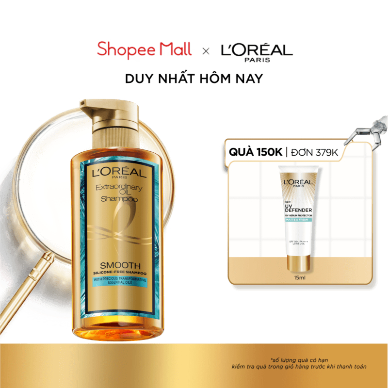 Dầu gội dưỡng tóc suôn mượt tóc cao cấp L'Oreal Paris Extraordinary Oil Smooth 440ml