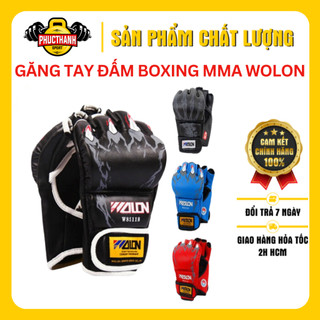 Găng tay đấm boxing hở ngón MMA Wolon giao màu ngẫu nhiên