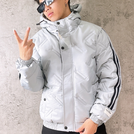 Áo khoác phao nam mùa đông dập vân phối viền tay dày dặn AK8