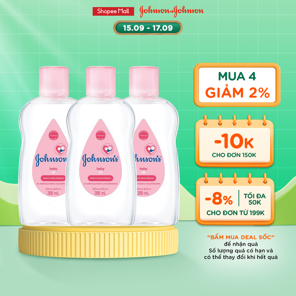 Combo 3 Chai Dầu Mát Xa Johnson's Baby Oil 200ml