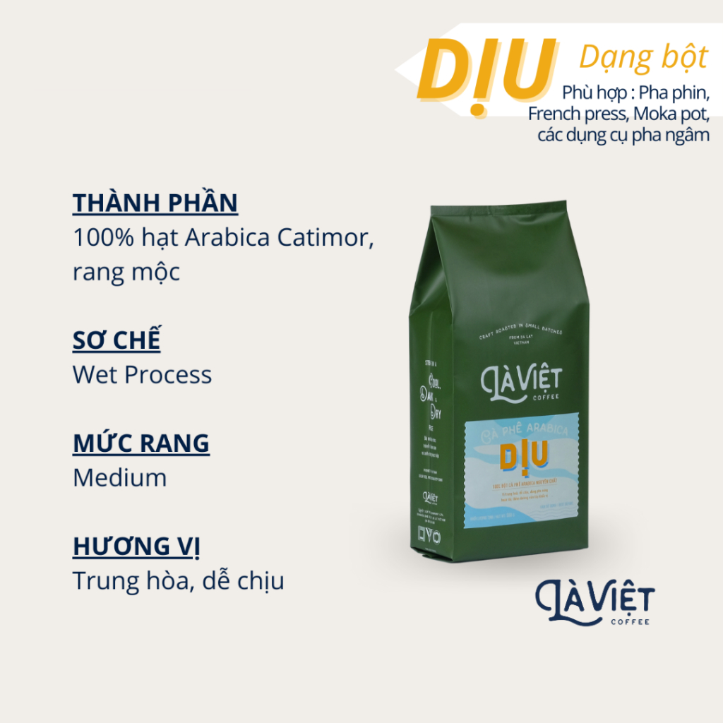 Cà Phê Bột LÀ VIỆT Dịu 100% Arabica 500g Vị Cân Bằng