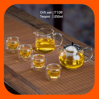 Bộ ấm trà đạo thủy tinh chịu nhiệt cao cấp T109 250ml (6 món) - Bộ bình trà đạo thủy tinh cao cấp Samahome SHop