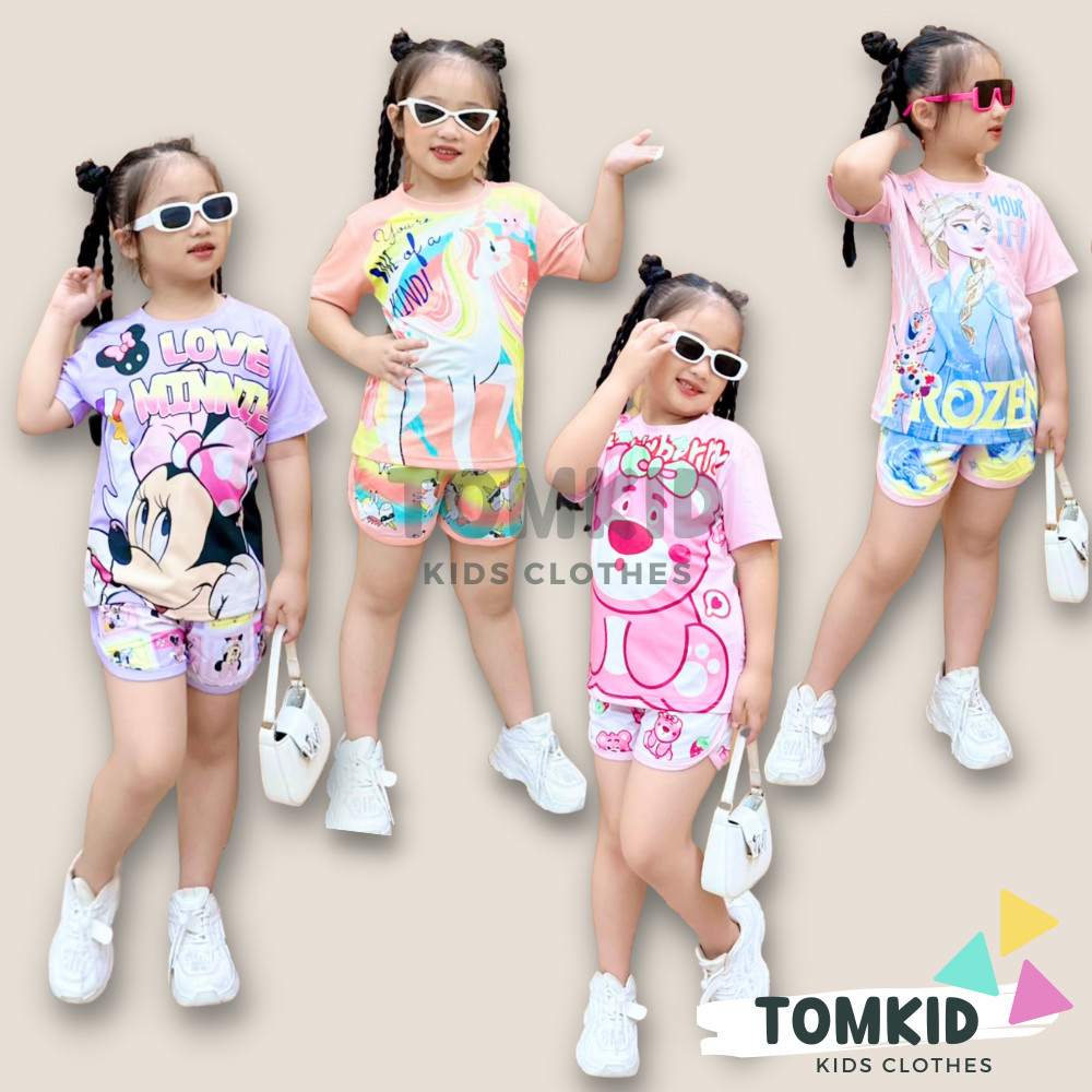 Đồ bộ cho bé gái, đồ bé gái quần đùi chất thun lạnh chính phẩm loại 1 dày dặn 10-45kg Tomkids