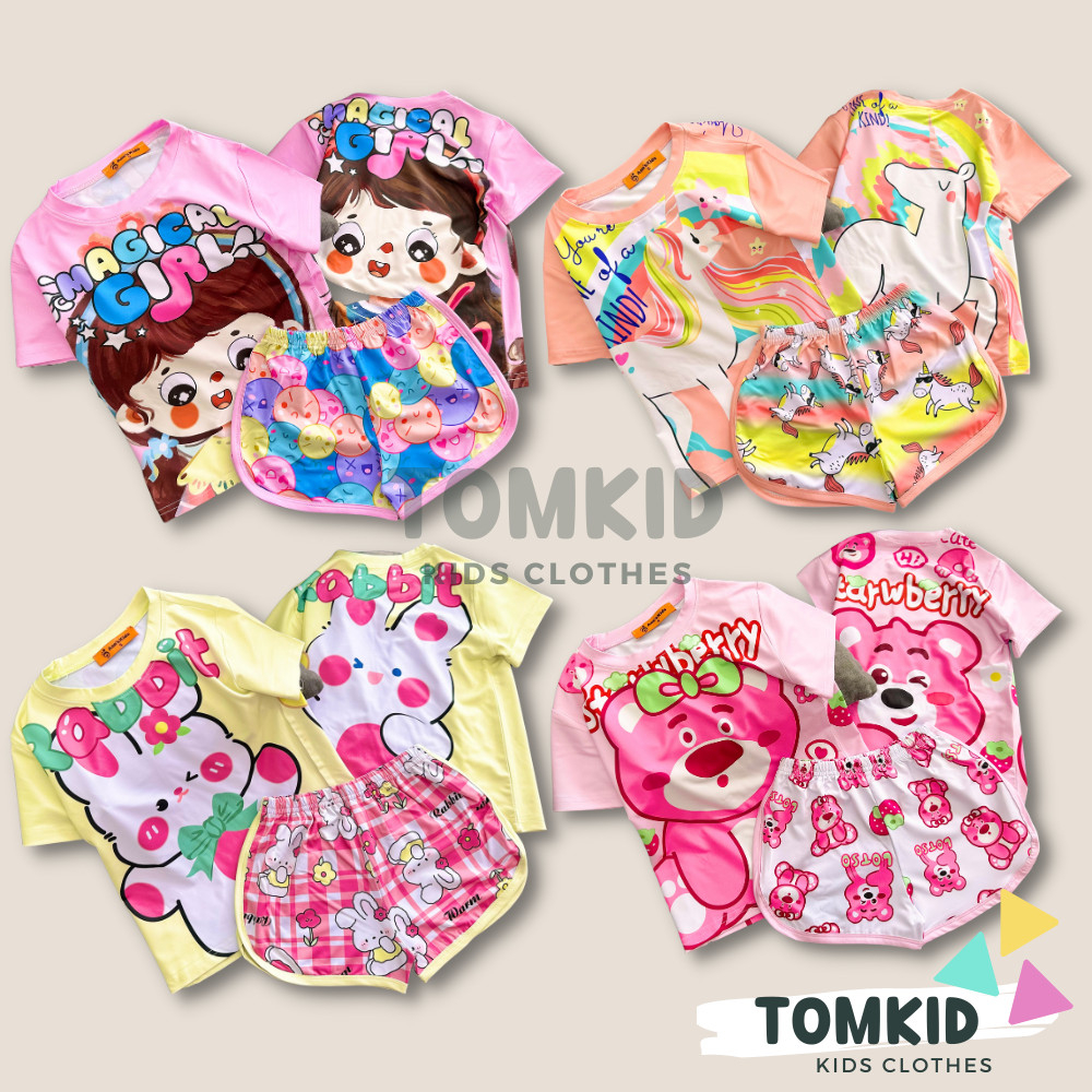 Đồ bộ cho bé gái, đồ bé gái quần đùi chất thun lạnh chính phẩm loại 1 dày dặn không nhão vải 10-45kg Tomkids