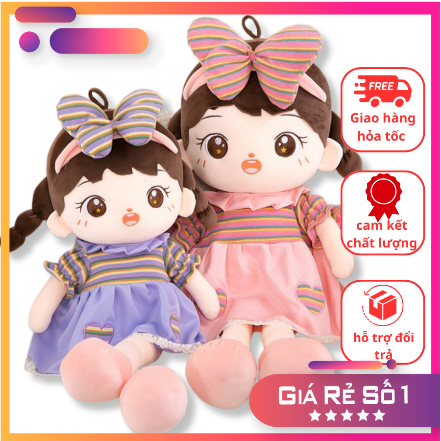 Gấu Bông Búp Bê Váy Thú Nhồi Bông Đeo Nơ Cao Cấp