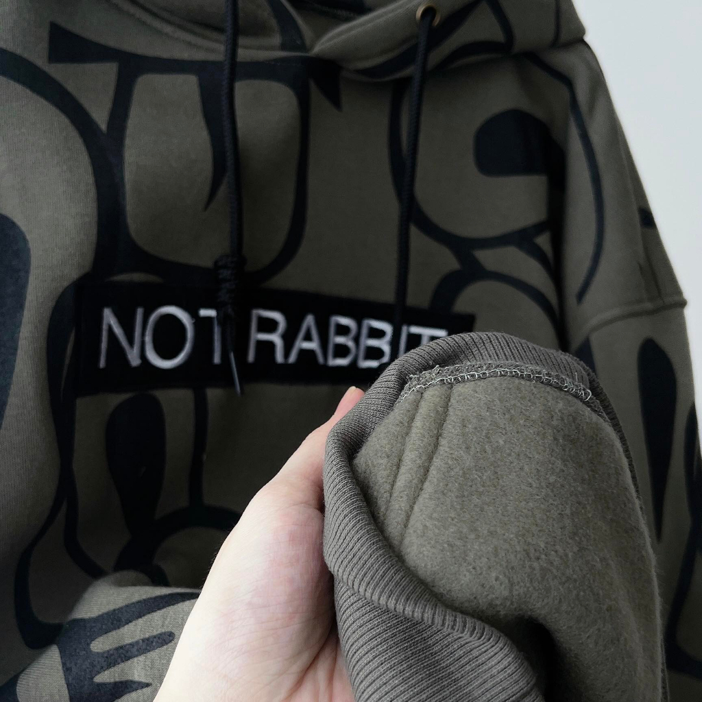 Áo hooodie not rabbit in hình form rộng unisex nam nữ phong cách cá tính, năng động, áo nỉ có mũ mùa đông cực cháy 2023