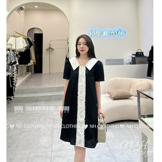 Váy bầu thu đông cổ bèo tiểu thư chất liệu dạ,Váy dạ bèo khuy đá cổ đức kèm ảnh thật