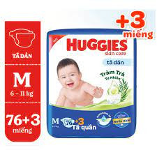 Tã dán Huggies tràm trà M76 + 3 mẫu mới