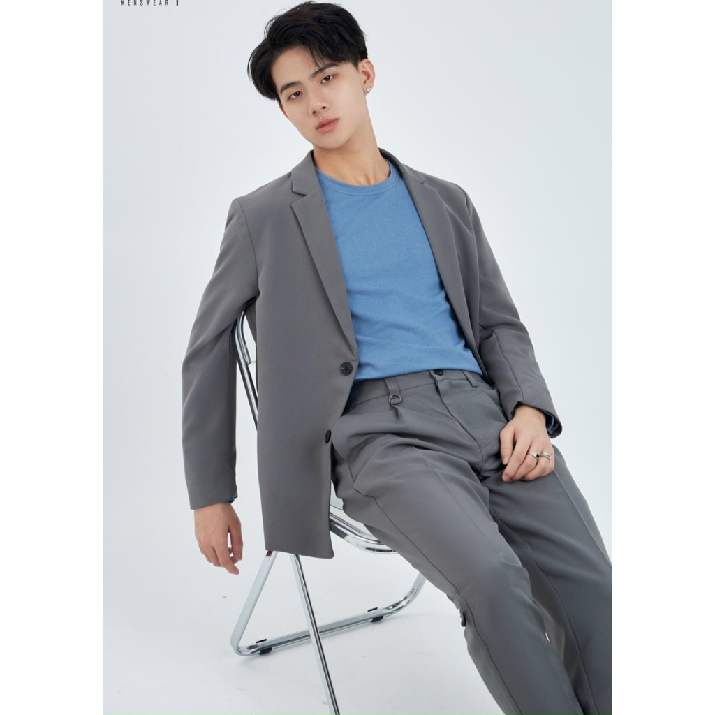 Áo khoác blazer nam hàn quốc Sogeum, áo khoác nam mùa thu đông ô phong cách màu đen kem 2 khuy cài cao cấp