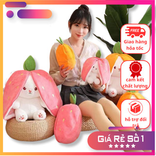 Gấu Bông Tai Thỏ Quả Dâu Tây Gấu Bông Biến Hình Dễ Thương