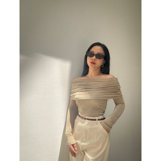 Áo Trễ Vai Chất Nhún Nhũ Co Dãn, Nhún Vai Bản To, Dài Tay, Miolady