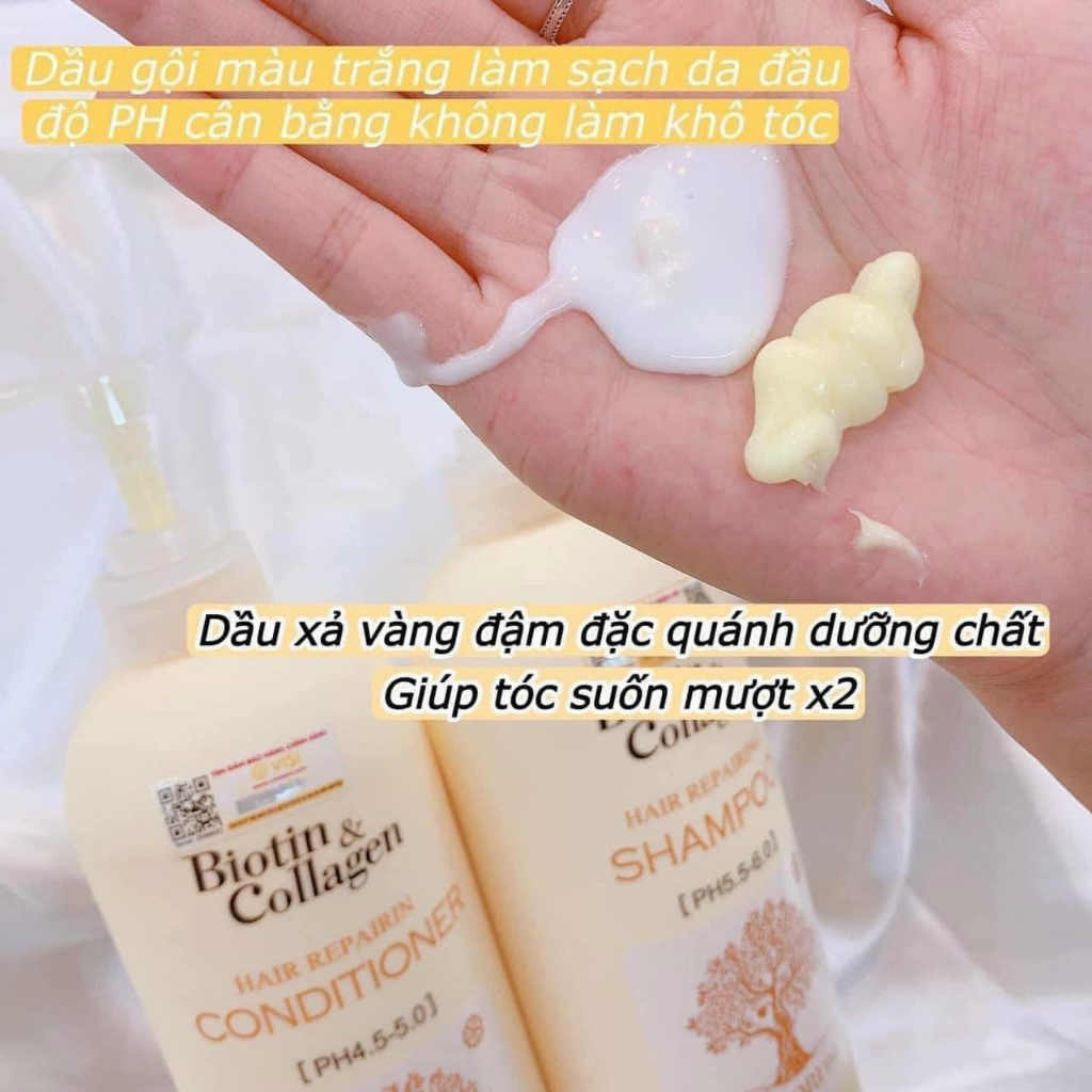Dầu Gội Xả Voudioty Biotin & Collagen Hair Repairing Pasoiri TM Shampoo & Conditioner Phục Hồi Hư Tổn, Tóc Siêu Mềm Mượt