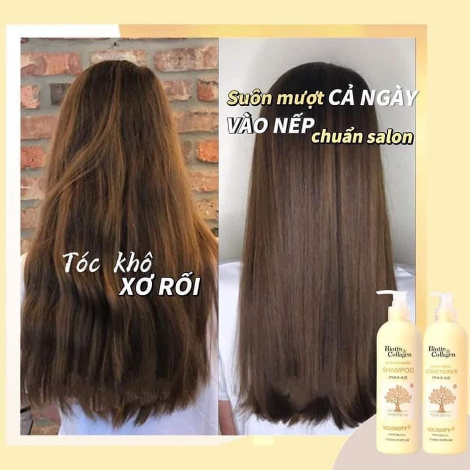 Dầu Gội Xả Voudioty Biotin & Collagen Hair Repairing Pasoiri TM Shampoo & Conditioner Phục Hồi Hư Tổn, Tóc Siêu Mềm Mượt