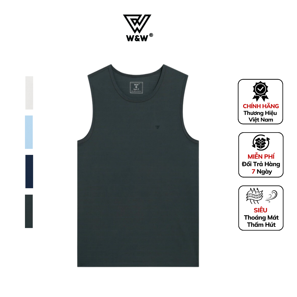 Áo Tank Top Nam W&W Vải Coolmax Cao Cấp Thoáng Mát, Thấm Mồ Hôi WTT22B