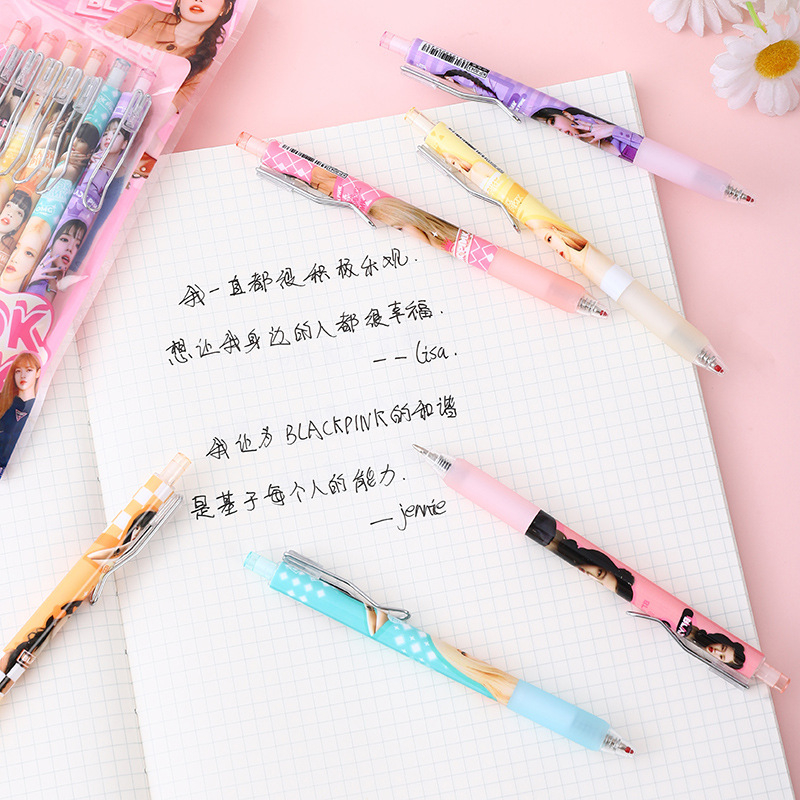 Sét 6 Bút Bi BlackPink ngôi sao nhóm nhạc Hàn Quốc mực đen