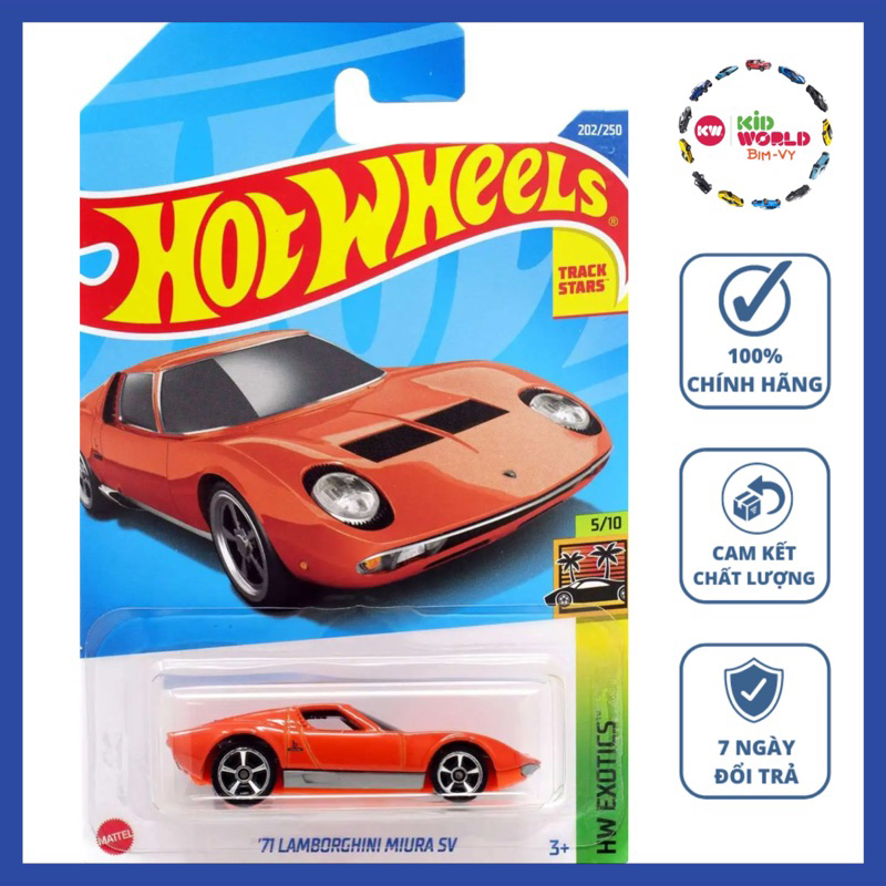 Xe mô hình Hot Wheels basic '71 Lamborghini Miura SV HCV34.