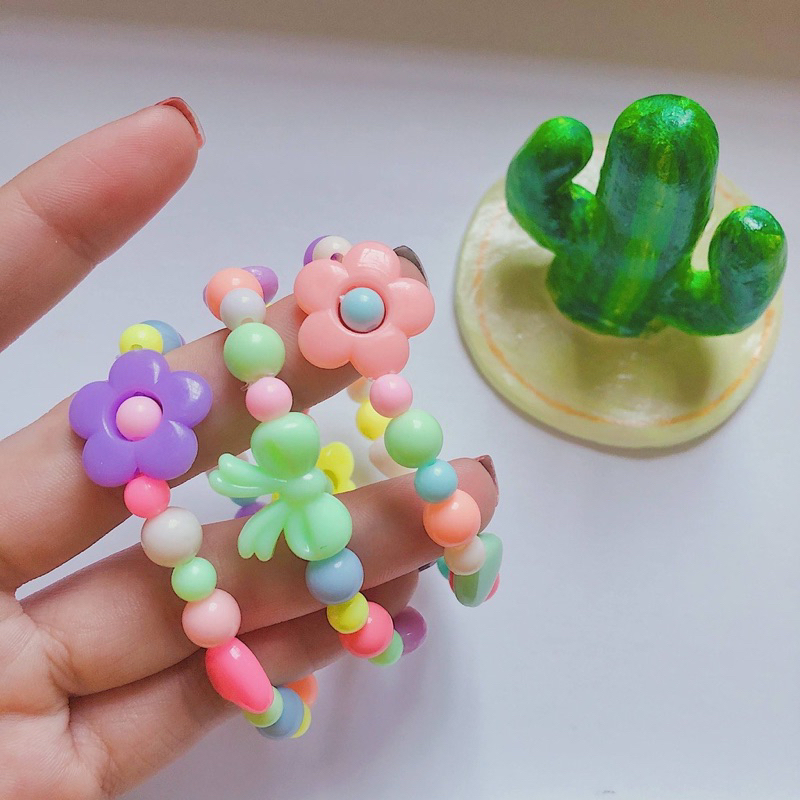 Vòng tay hạt hình hoa nhiều màu,vòng tay handmade co giãn