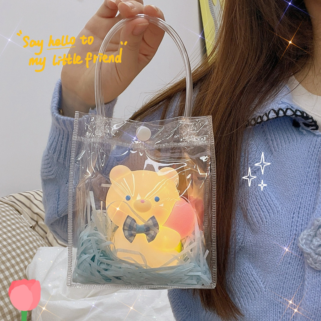 Đèn Ngủ Trang Trí Hình Thỏ Hoạt Hình Dễ Thương kèm túi Trang Trí Căn Phòng Chill Ánh sáng ấm áp Phong cách decor - PK03