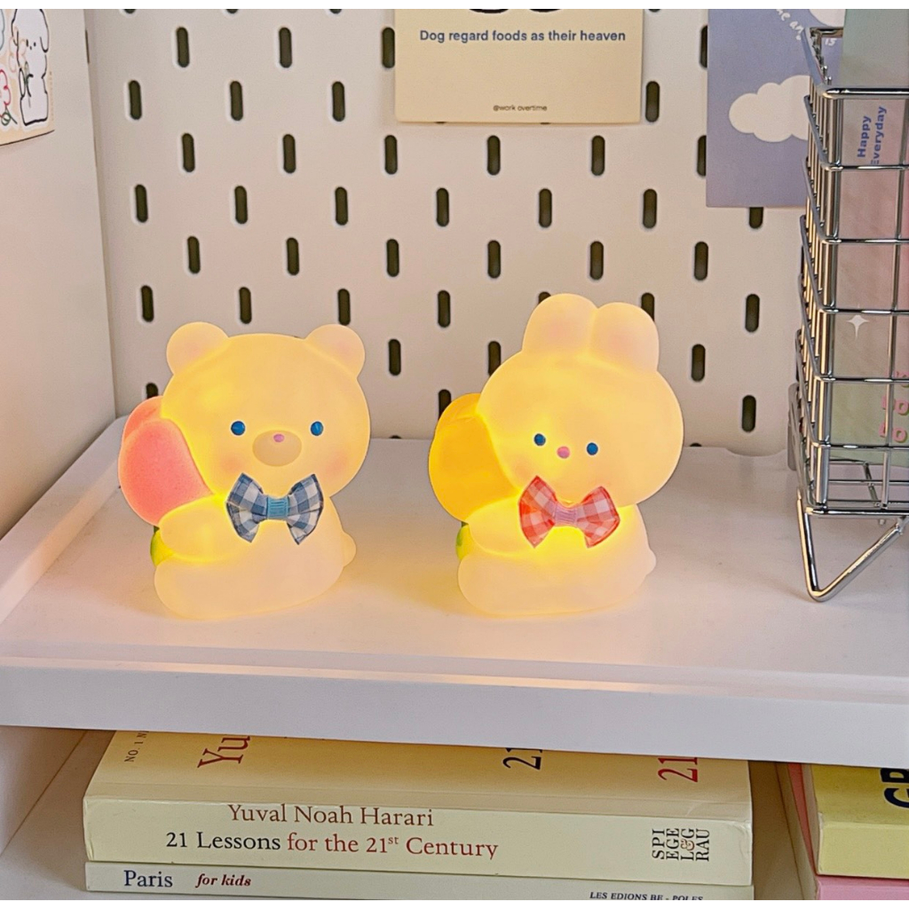 Đèn Ngủ Trang Trí Hình Thỏ Hoạt Hình Dễ Thương kèm túi Trang Trí Căn Phòng Chill Ánh sáng ấm áp Phong cách decor - PK03