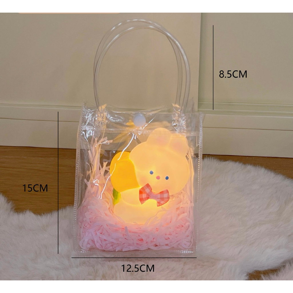 Đèn Ngủ Trang Trí Hình Thỏ Hoạt Hình Dễ Thương kèm túi Trang Trí Căn Phòng Chill Ánh sáng ấm áp Phong cách decor - PK03