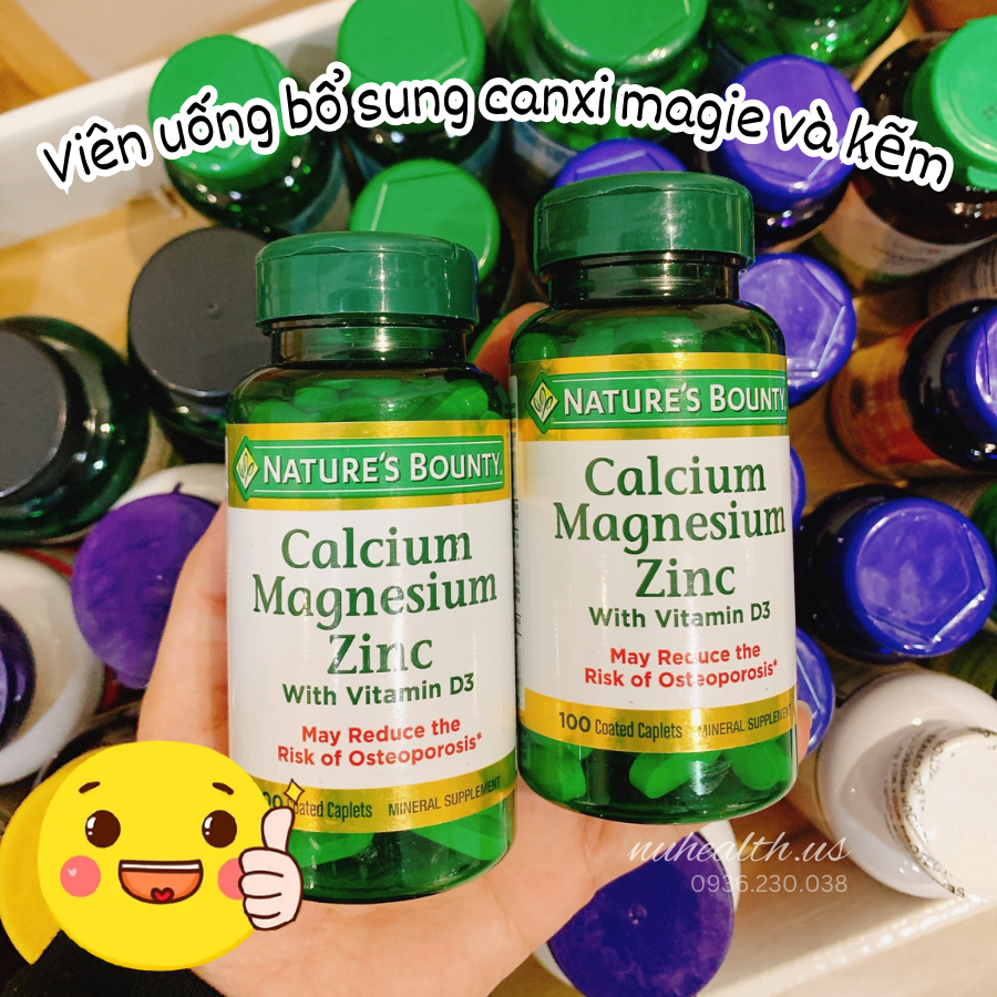 Viên Uống Bổ Sung Canxi Magie Kẽm Nature's Bounty Calcium Magnesium Zinc With Vitamin D3 100 Viên Của Mỹ