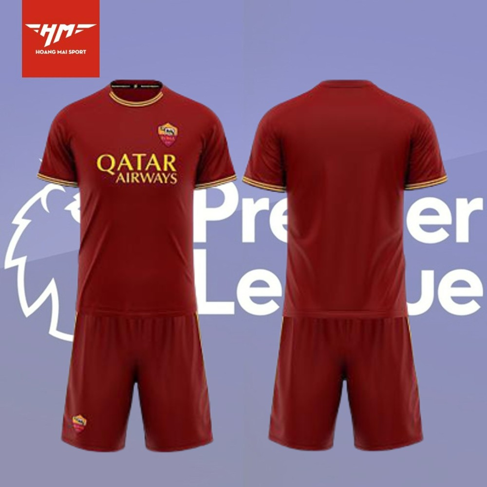 Bộ quần áo bóng đá- đồ đá banh Roma Đỏ đô vải thun lạnh