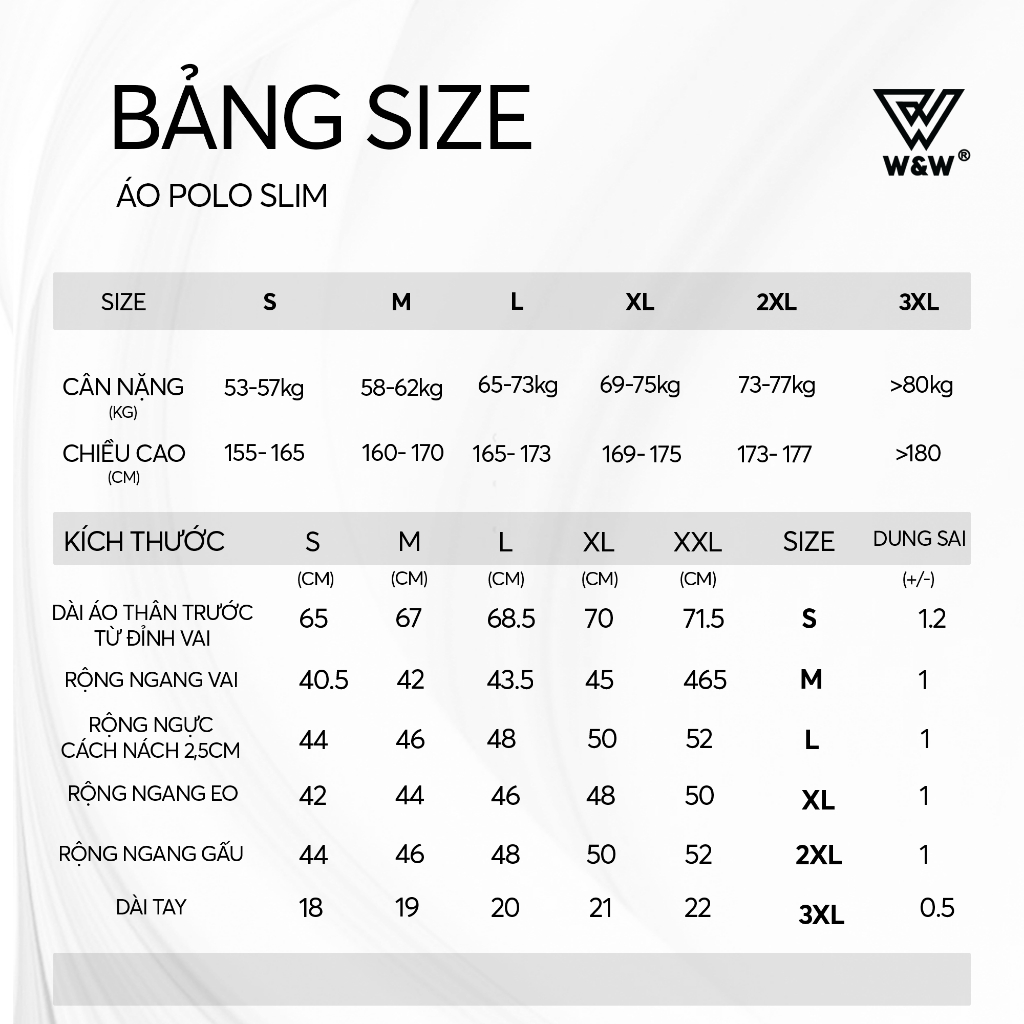 Áo polo nam W&W chất liệu CVC mềm mịn thoáng mát form dáng slim fit tôn dáng WPO101S