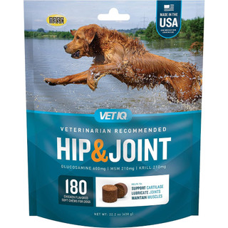 Glucosamine cho chó Viên nhai VET IQ bổ sung Glucosamine Hông và Khớp cho chó 180 viên/túi