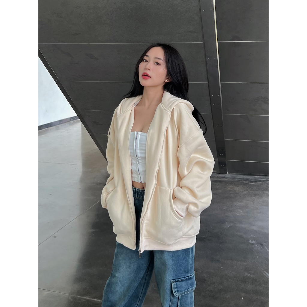 Áo khoác hoodie zip nỉ bông oversize mặc đôi nam nữ - 247store.vn - Aokhoac001_P8k4