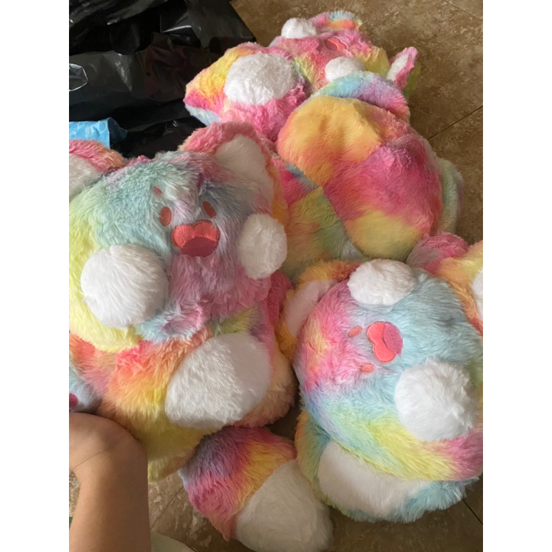 Mèo bông gấu bông dudu màu cầu vồng 45cm