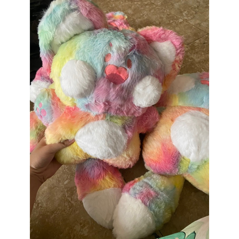 Mèo bông gấu bông dudu màu cầu vồng 45cm