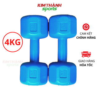 Tạ tay nhựa 4kg loại 1 có lõi thép bên trong chống gãy , quả tạ tập tay tập gym bọc nhựa 4kg đã nhồi - KIM THÀNH SPORT