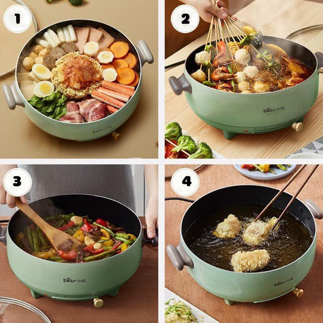 Nồi Lẩu Nướng Đa Năng Cao Cấp 5L Bear DHG-B50C1 Chống Dính - Hàng Chính Hãng Bảo Hành 12 Tháng