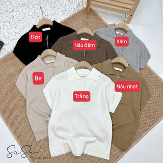 (Hương Muối) Áo len polo trơn tay hến basic - 6 màu