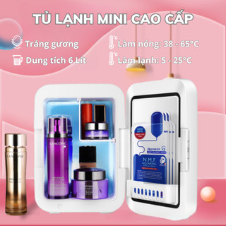 Tủ Lạnh Mini Cao Cấp Tráng Gương, Có Đèn Led, Tủ Đựng Mỹ Phẩm 6L, Làm Lạnh Nhanh, Siêu Tiết Kiệm Điện, Bảo Hành 12 Tháng