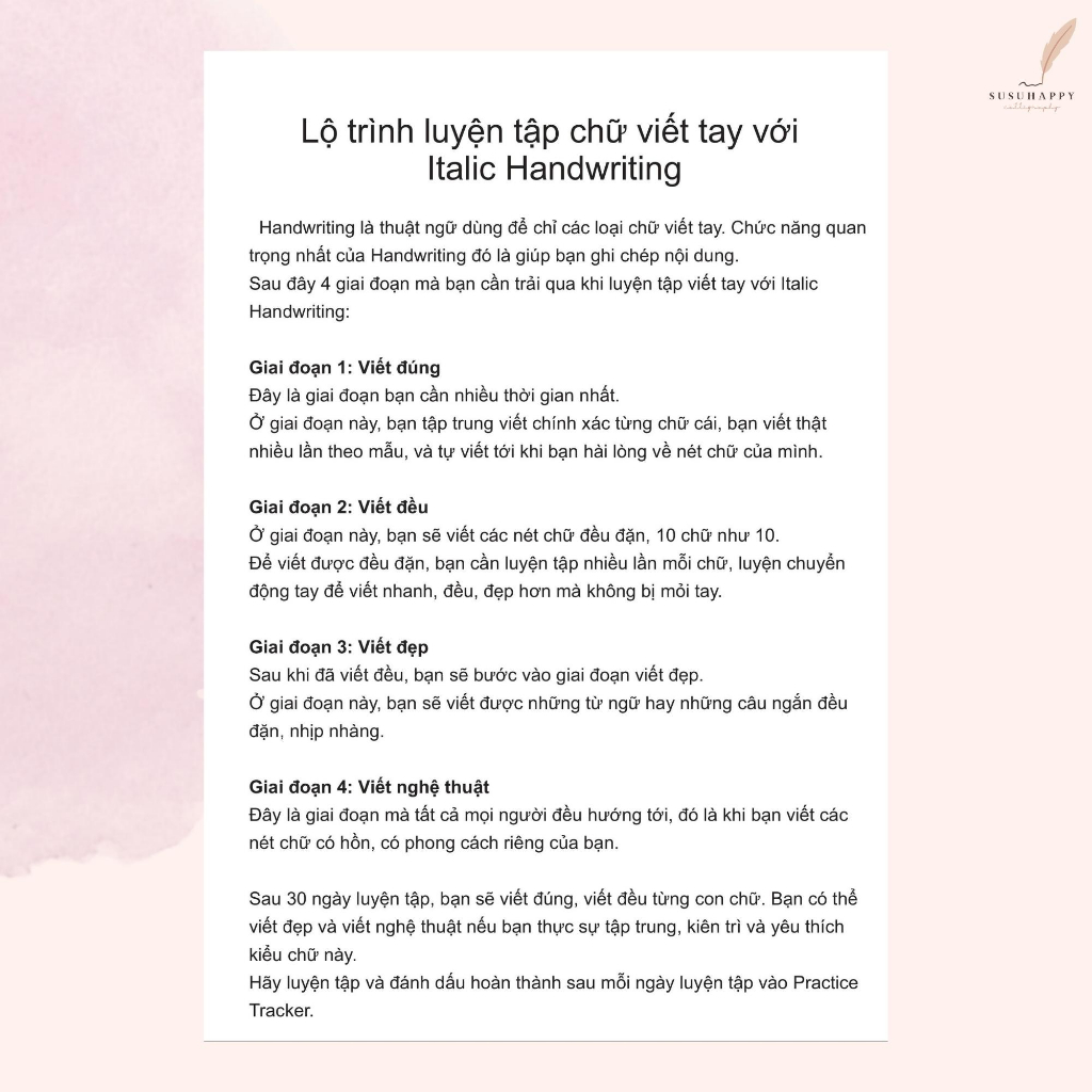 Workbook Luyện Chữ Viết Tay Italic Handwriting Dành Cho Người Mới Tập