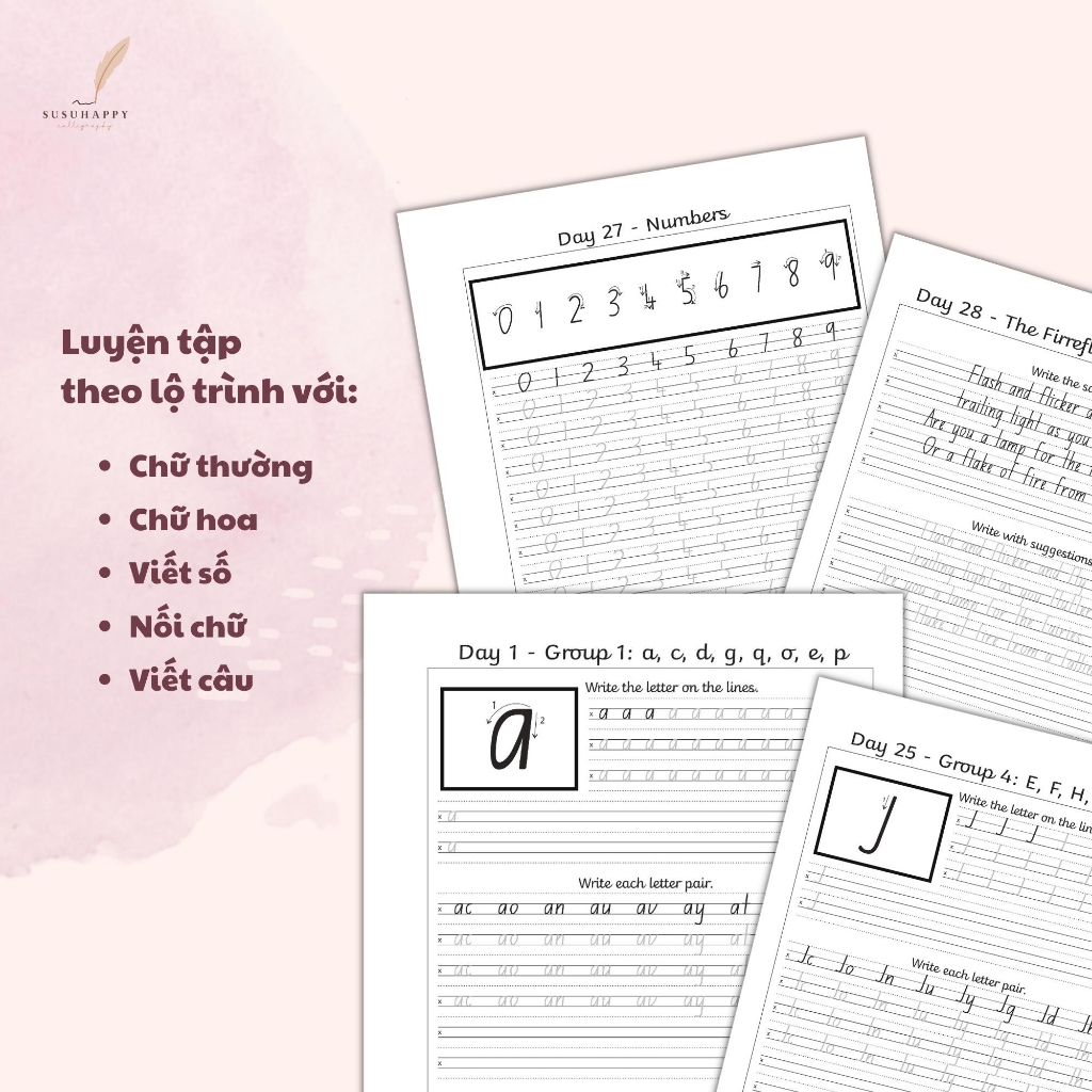 Workbook Luyện Chữ Viết Tay Italic Handwriting Dành Cho Người Mới Tập