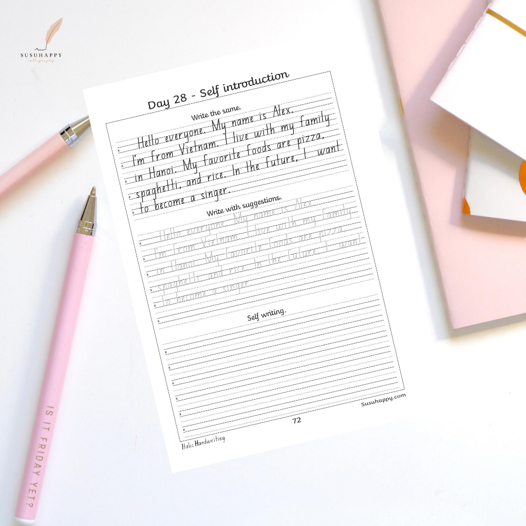 Workbook Luyện Chữ Viết Tay Italic Handwriting Dành Cho Người Mới Tập