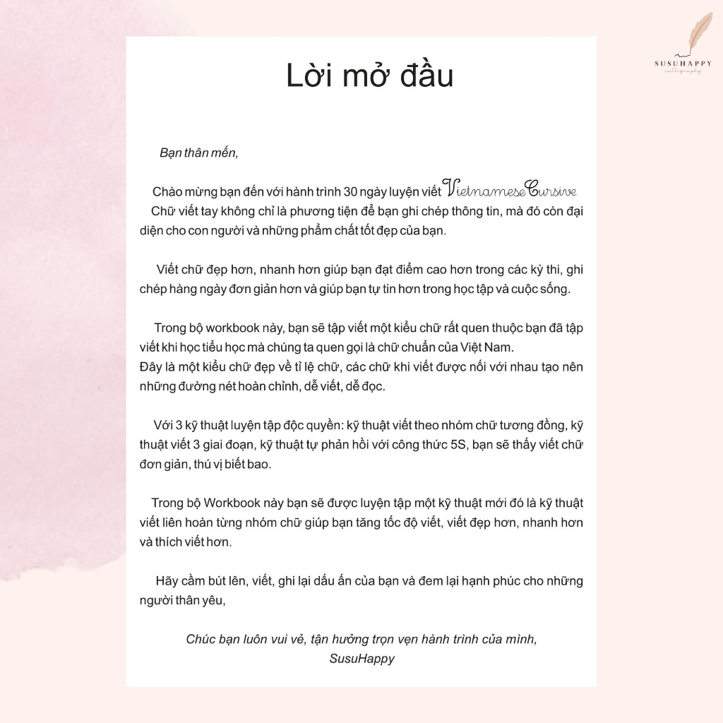 Workbook 30 Ngày Cải Thiện Chữ Viết Tay Vietnamese Cursive, Giúp Viết Đẹp, Nhanh Hơn
