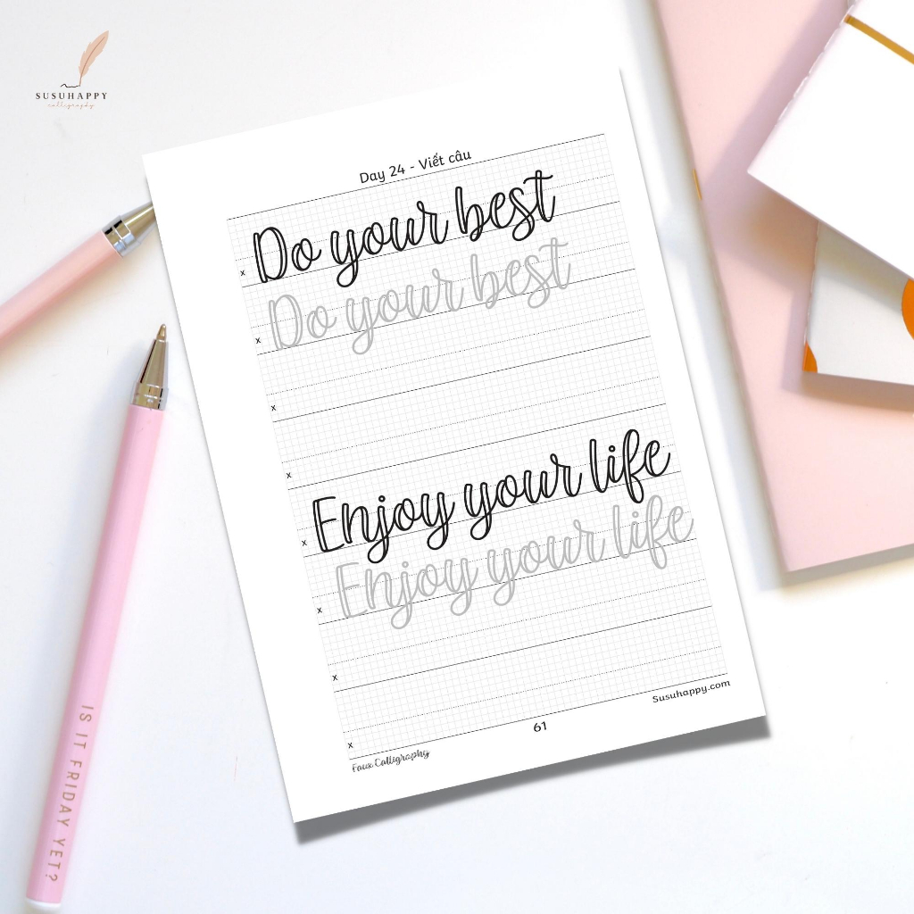 Workbook Faux Calligraphy, Viết Calligraphy Với Bút Bình Thường Cho Người Bắt Đầu