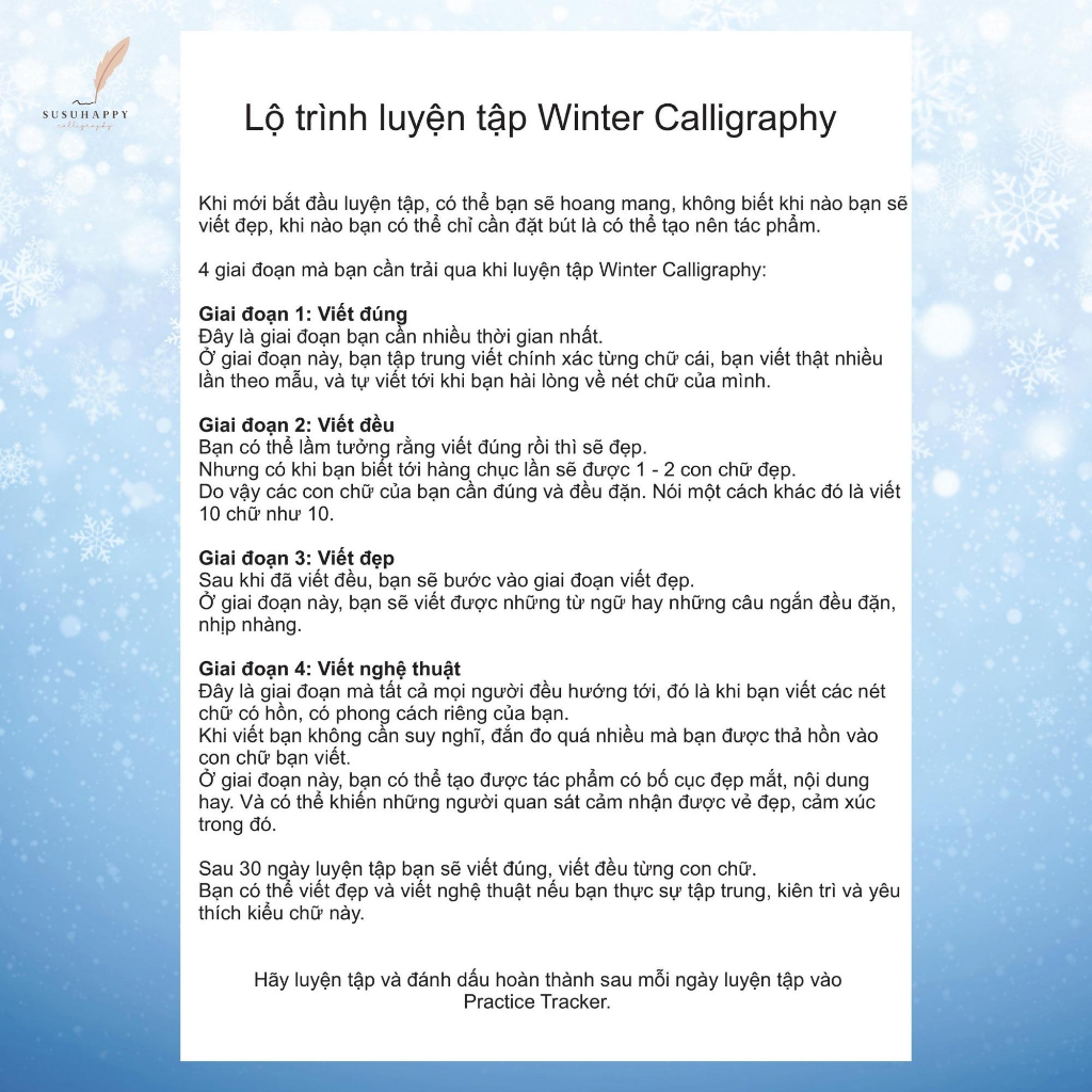 Workbook Luyện Viết Winter Calligraphy Dùng Brush Pen Ngòi Nhỏ Cho Người Mới Bắt Đầu
